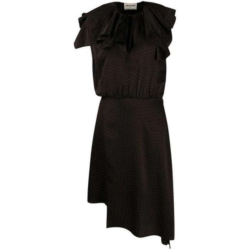 Zadig And Voltaire Nwt Racky Silk Jacquard Midi Dress In Dark Chocolate Small